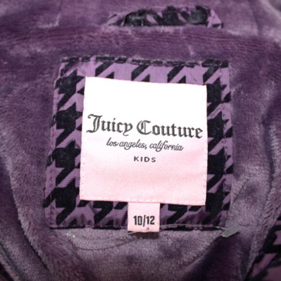 Juicy Couture Girls Hooded Puffer Coat NWT Faux Fur Trim Belted 10/12 - Picture 7 of 8